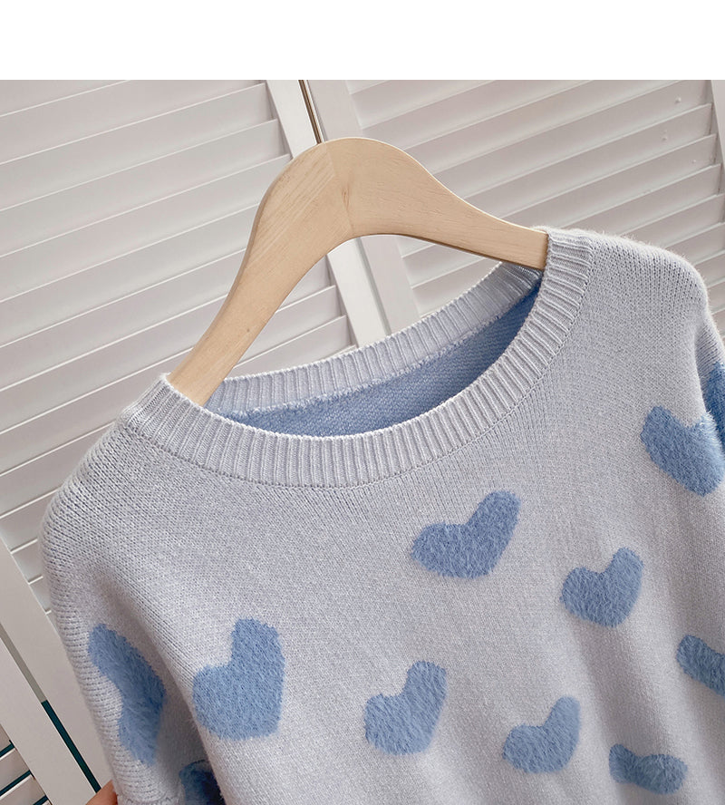 Pull jacquard Lazy Wind Love à manches longues et fines, marée 6172