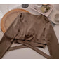 Bandage short design French V-neck blouse  6279