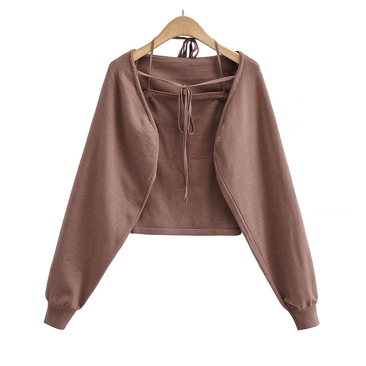 New built-in suspender blouse lazy cardigan top  7459