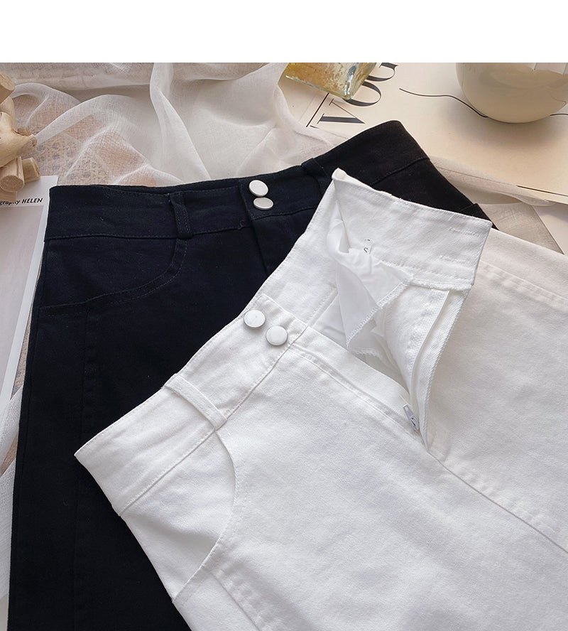 Slim and versatile, simple and light proof high waist skirt  5651