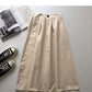 Solid Hong Kong style leisure high waist A-shaped medium and long skirt  5693