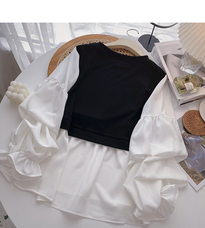New Korean pleated long sleeve slim shirt  6277