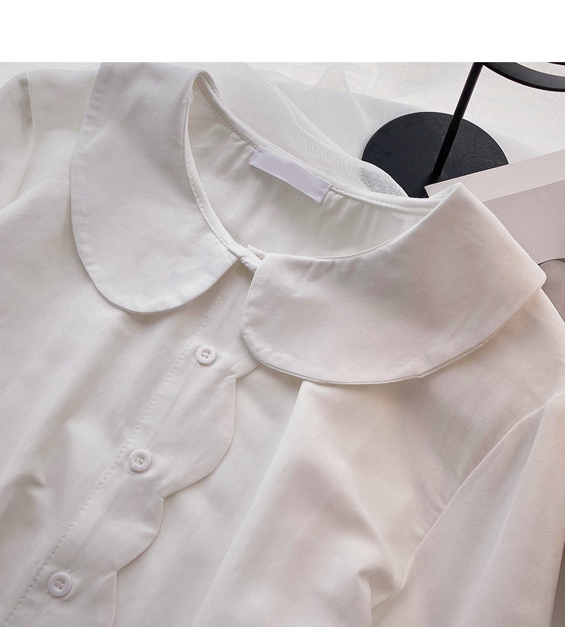 Wavy edge design shows thin baby collar top  6294