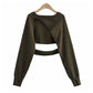 Irregular knitwear hollowed out design temperament versatile overlay blouse  7300