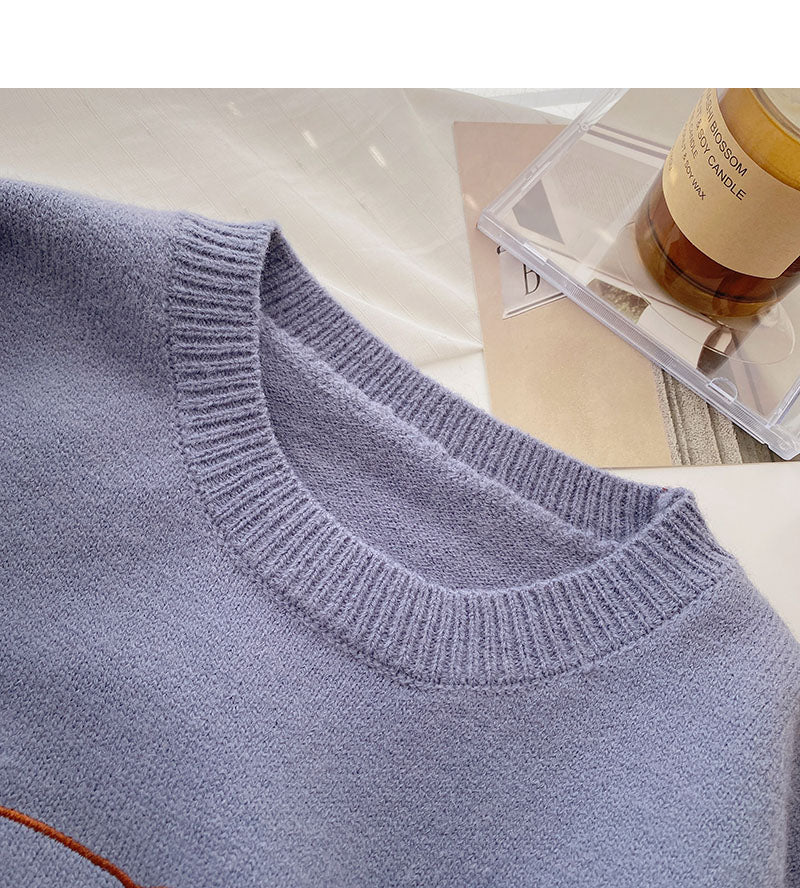 Retro lazy aging fun loose long sleeve top  6040