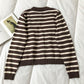 Gestreifter Cardigan mit Rundhalsausschnitt und langen Ärmeln Mode 6455