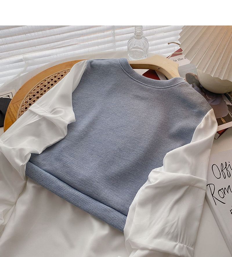 Chemise à manches longues cousue avec motif minoritaire langoureux version coréenne 6324
