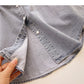 Vintage washed denim shirt women's Korean loose top  6288