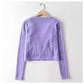 Alternder, süßer, einfarbiger Pullover-Cardigan mit einfachen Knöpfen 7210