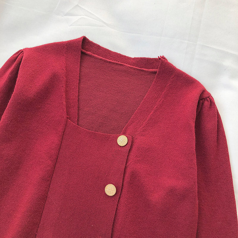 Slim single breasted long sleeved sweater for women  6528