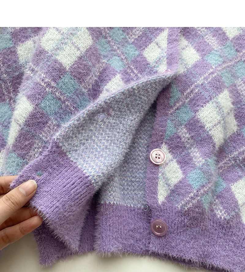 Korean version of foreign style sweet aging small Ling lattice long sleeve top  6009