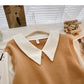 Pull à manches longues avec coutures apparentes et chemisier doux 6499