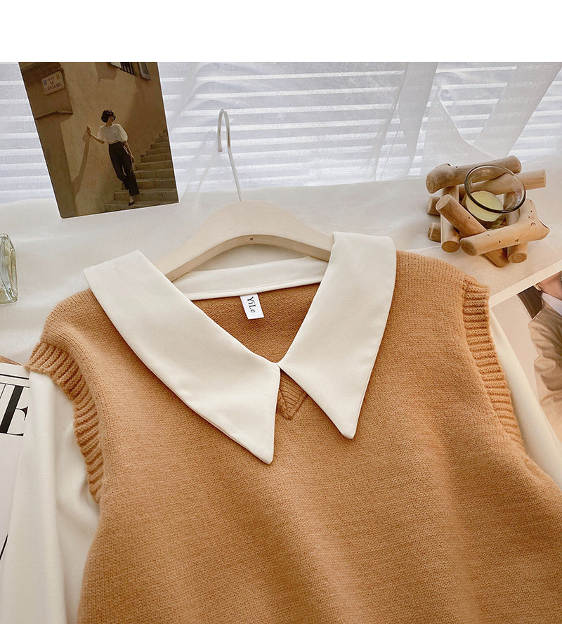 Pull à manches longues avec coutures apparentes et chemisier doux 6499