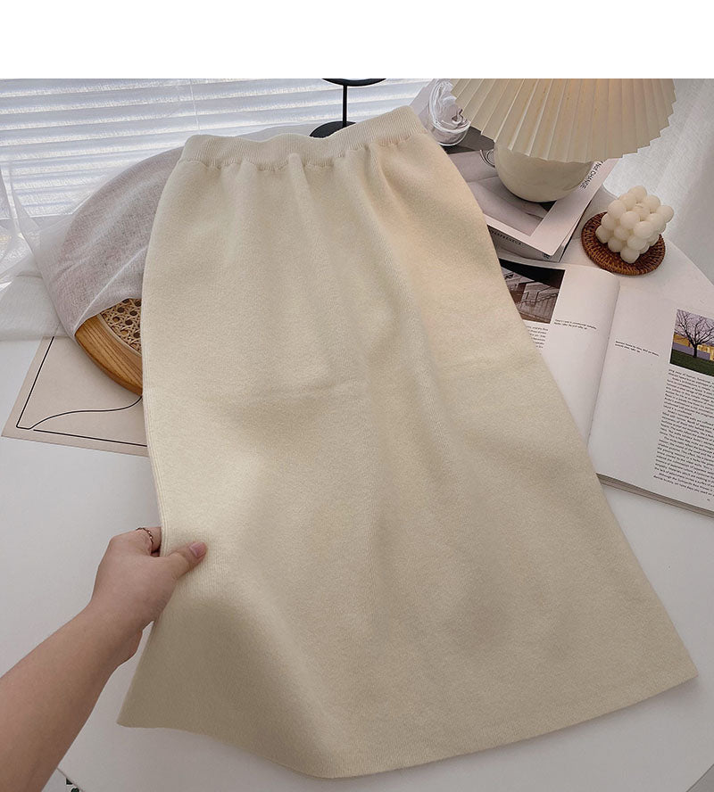 Small man, foreign style, versatile, high waist, back split A-line skirt  5754