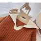 Loose and lazy wind twist sweater color contrast Lapel top  6095