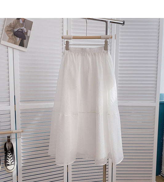 Korean version of slim and long A-line skirt with vertical feeling  5810