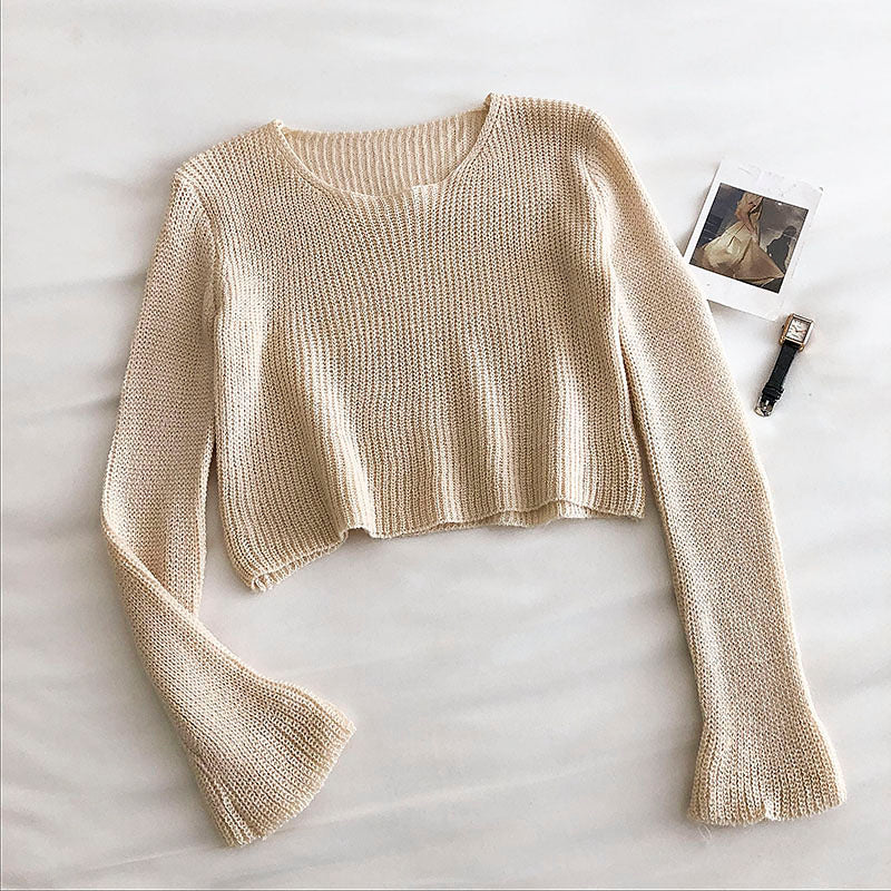 Age reducing candy color sweater casual slim long sleeve bottomed top  6490