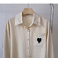 Chemise ample à manches longues avec poche d'amour personnalisée Haut à revers 6430