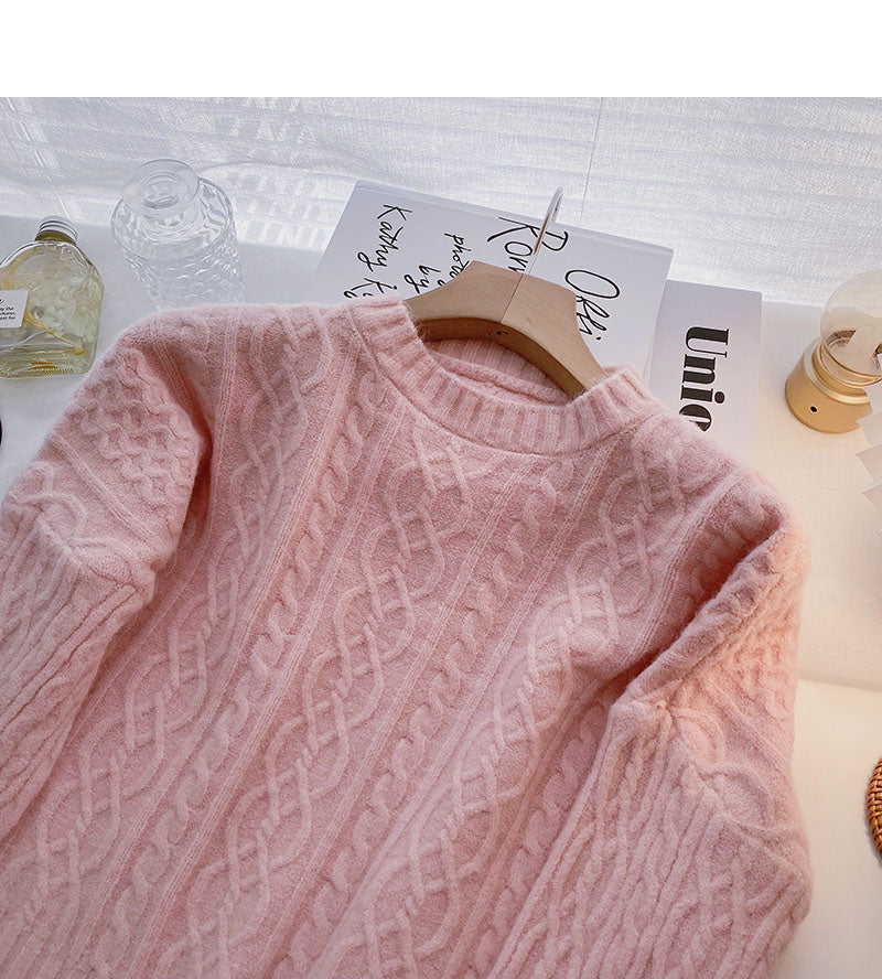 Design sense of minority twist round neck long sleeve jacket  5891