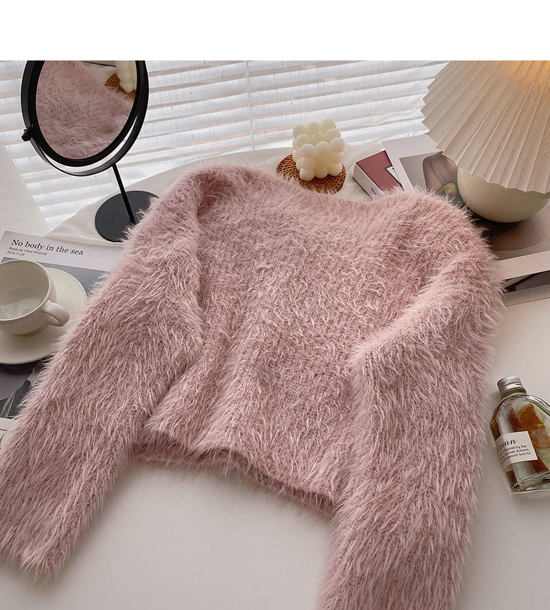 Schlanke Langarm-Pulloverjacke im koreanischen Stil 5928