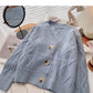 Single breasted Vintage loose V-Neck Sweater Coat  6171
