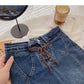 Jupe en jean taille haute à bandage coréen pour fille sexy 5665