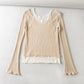 Tricot slim polyvalent à deux épaules dénudées et contraste de sens du design 7386
