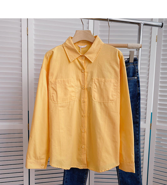 Chemise unie au design décontracté et polyvalent 6394