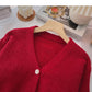Vintage bright silk V-Neck Sweater Coat  6081