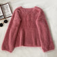 Weicher, windfester, lockerer Pullover Top 5834