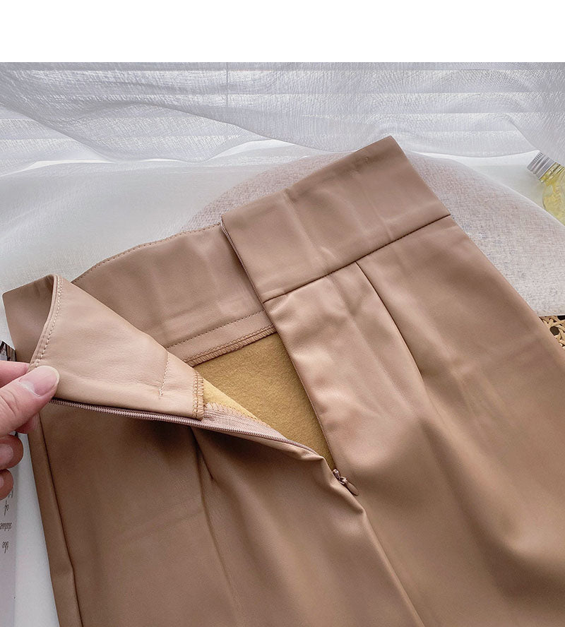 Korean fashion temperament split hip A-line skirt  5699