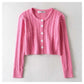 Flower sweater cardigan high waist single breasted long sleeved sweater  7222