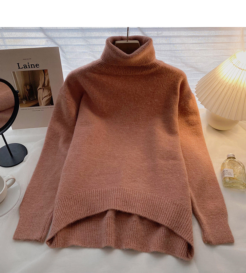 Fauler, einfarbiger Retro-Minoritäts-Langarm-Pullover, lockeres Oberteil 6642