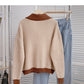 Baby collar Vintage ox horn button cardigan sweater  6203