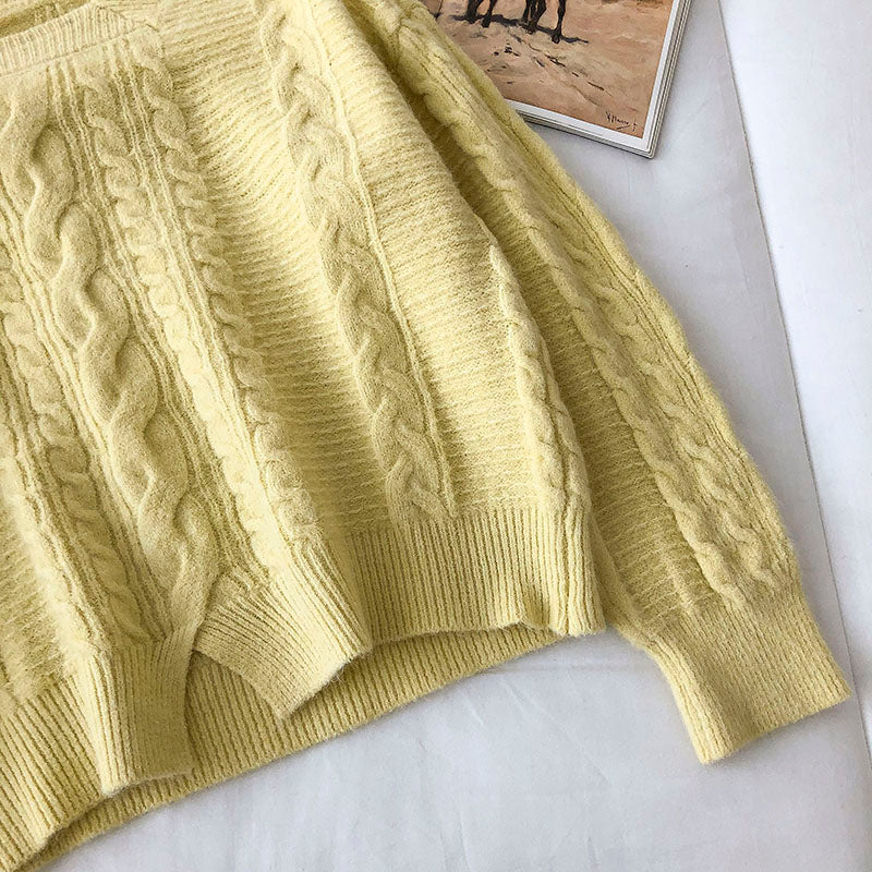 Neuer koreanischer, schmaler, lockerer, kleiner Split-Twist-Pullover 5846