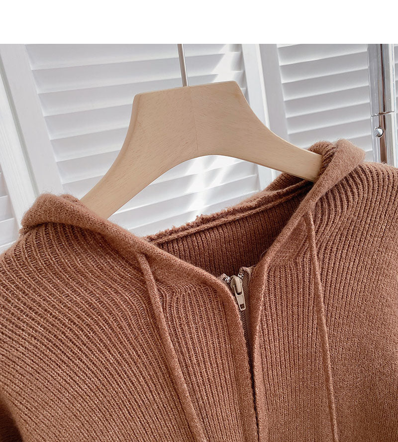 New Korean casual simple solid color loose hooded top  6036