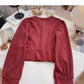 Korean style casual solid color single breasted long sleeve top  6341