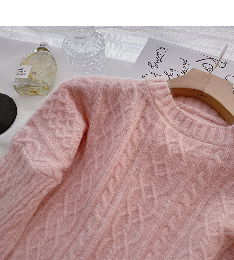 Design sense of minority twist round neck long sleeve jacket  5891