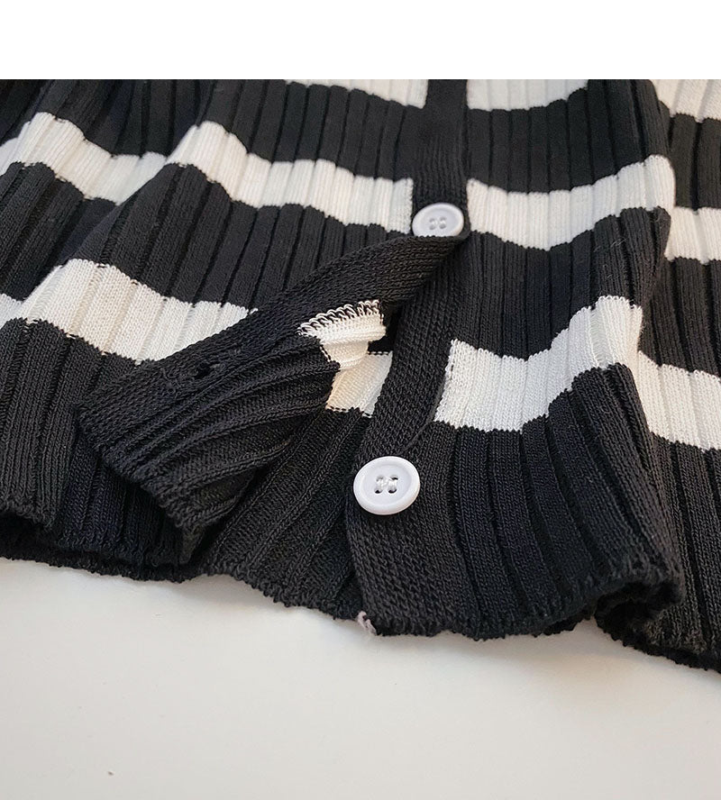 Long Sleeve Striped short slim casual knit top  6512