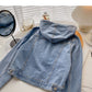 Denim Hooded Jacket Women's loose long sleeved top  6214