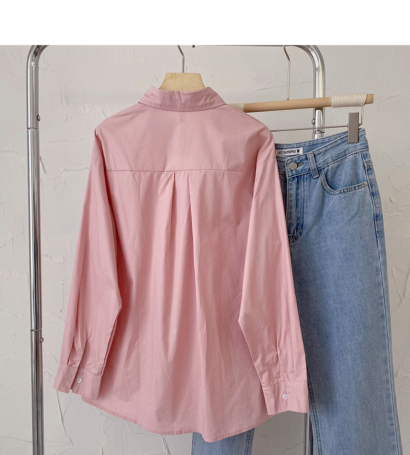 Chemise à manches longues de couleur unie, haut cardigan ample basique 6423