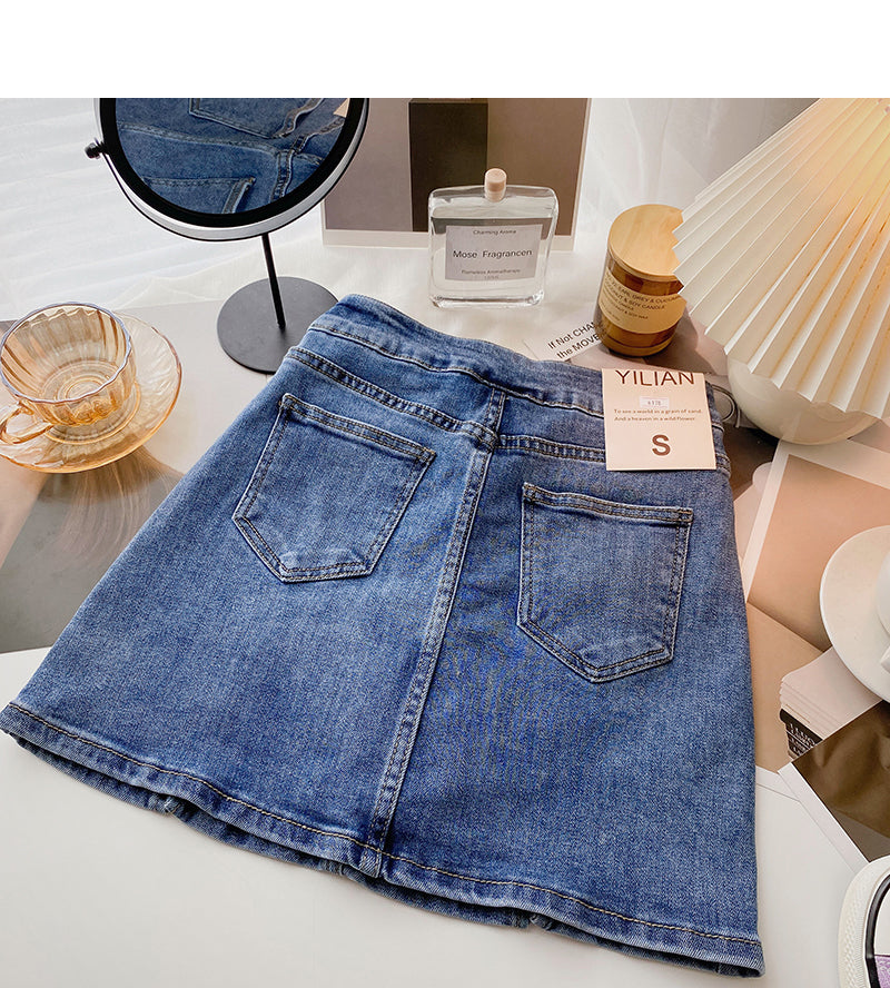 Retro-Rock im Hongkong-Stil, einfach, schmal, hohe Taille, Mode 5669