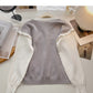 Striped V-neck color blocking long sleeve T-shirt  6488