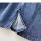 Denim skirt with high waist and split design  5698