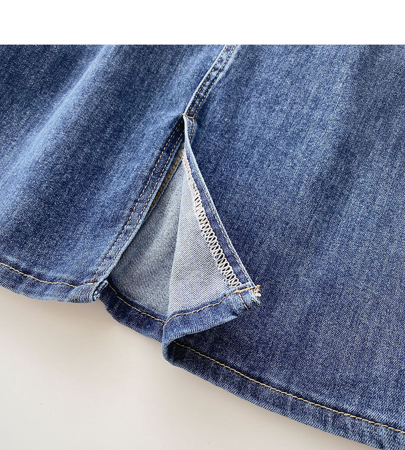 Denim skirt with high waist and split design  5698