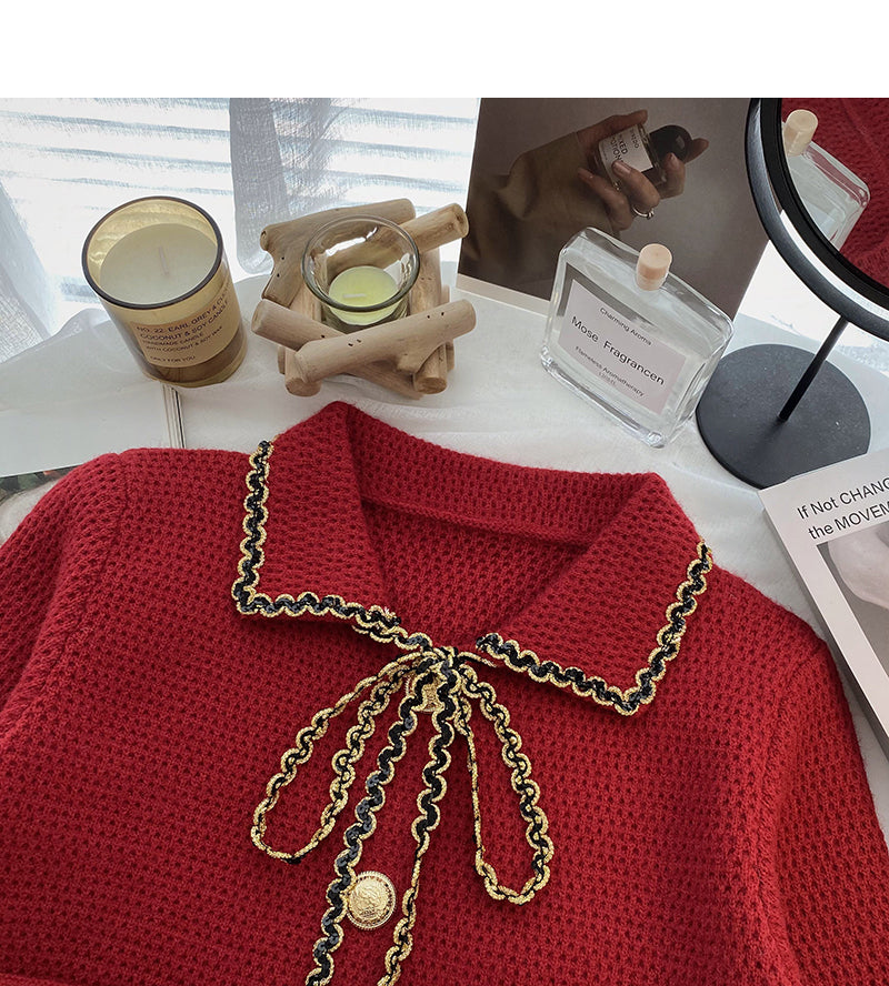 Xiaoxiangfeng sweater cardigan Vintage short top  6103