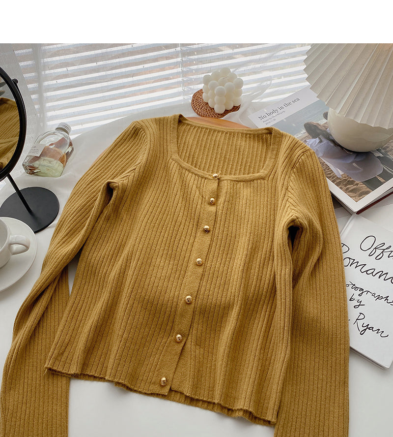 Long sleeve Pullover small square neck sweater  6636