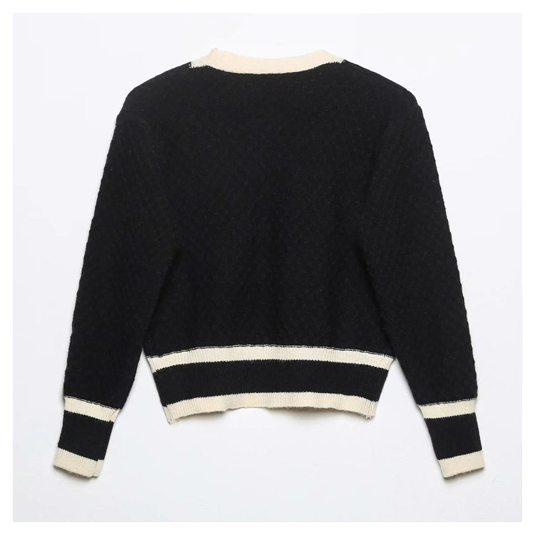 Veste cardigan tricotée à boutons, pull slim polyvalent à la mode 7274