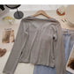 Design sense niche slim V-neck short knit top  6666