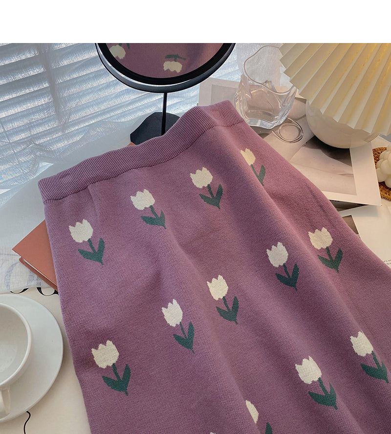Korean slim and versatile elastic high waist skirt  5749